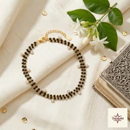Adorned Black Bead & CZ Mangalsutra Bracelet thumbnail 3