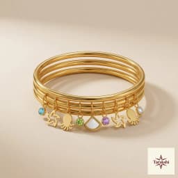 Aurelia Charm Bangle Set in Gold-Plated Silver thumbnail 1