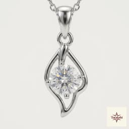 Contemporary Solitaire Silver Pendant with Chain thumbnail 2