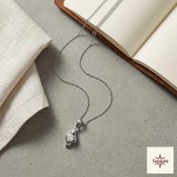 Contemporary Solitaire Silver Pendant with Chain thumbnail 3