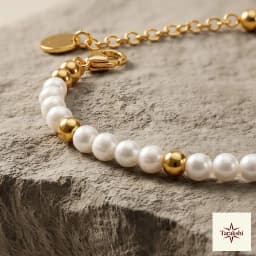 Delicate Pearl & Gold Bead Bracelet thumbnail 2