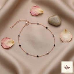 Ethereal Beaded Rose Gold-Plated Silver Anklet thumbnail 4