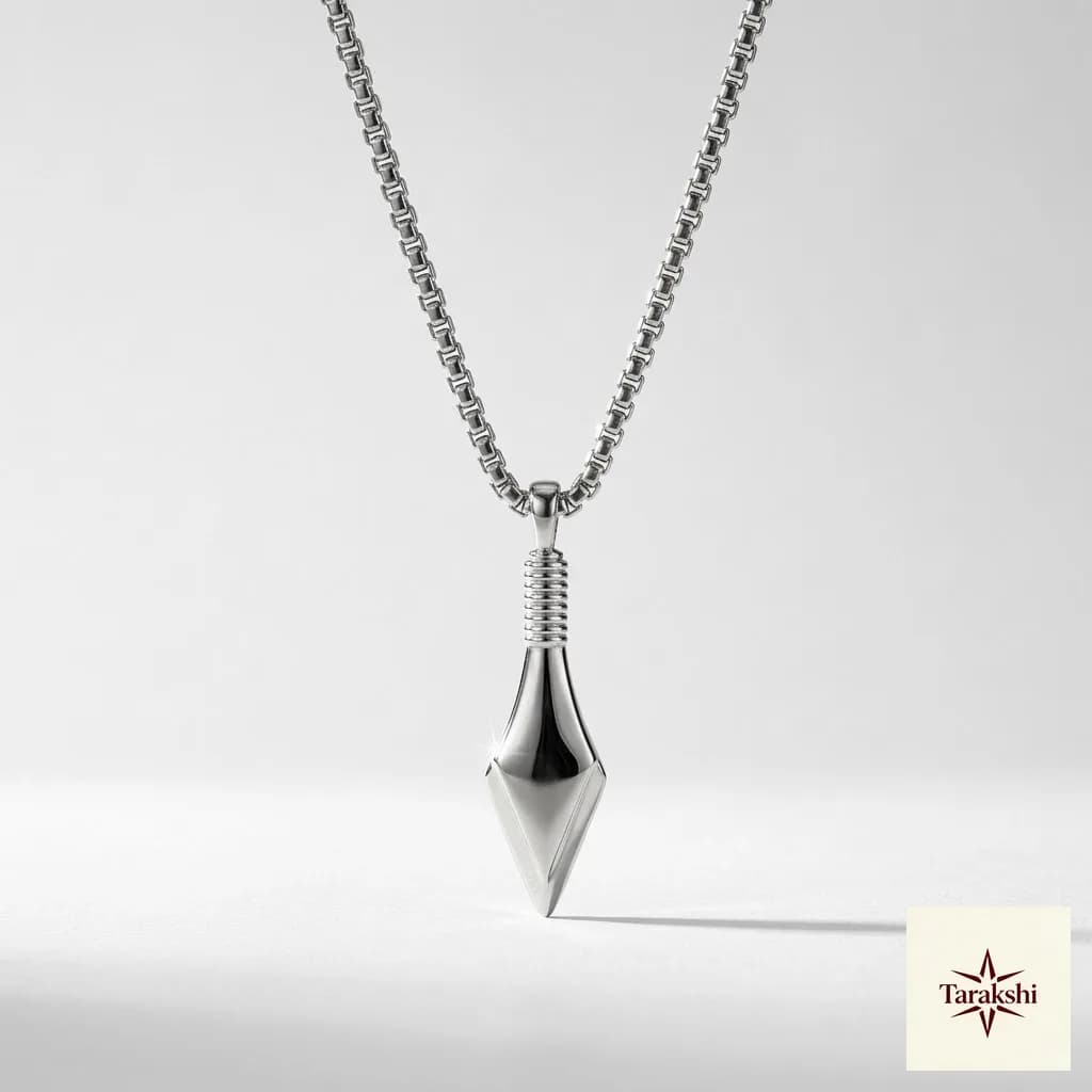 Geometric Solitaire Silver Pendant Necklace image 1