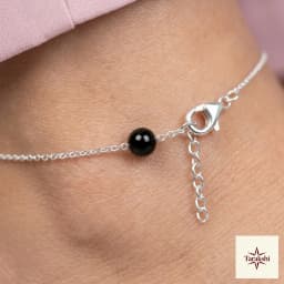 Minimalist Black Onyx Sterling Silver Anklet thumbnail 2