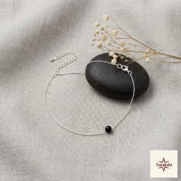 Minimalist Black Onyx Sterling Silver Anklet thumbnail 3