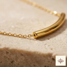 Minimalist Gold Plated Curved Bar Silver Necklace thumbnail 2