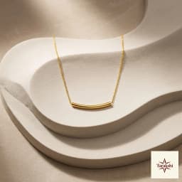 Minimalist Gold Plated Curved Bar Silver Necklace thumbnail 1