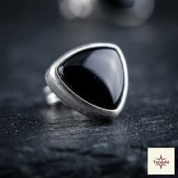 Modern Onyx Triangle Silver Stud Earring thumbnail 2