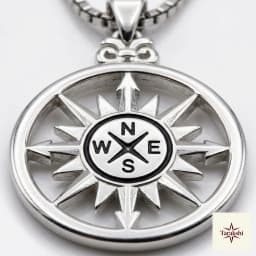 Pathfinder Sterling Silver Compass Pendant Necklace thumbnail 2
