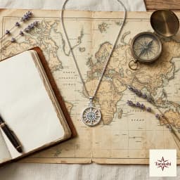 Pathfinder Sterling Silver Compass Pendant Necklace thumbnail 3