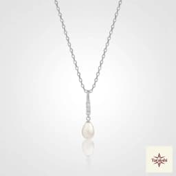 Pearlescent Drop Silver Necklace thumbnail 1