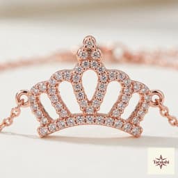 Rose Gold Plated Sterling Silver Crown Charm Bracelet thumbnail 2