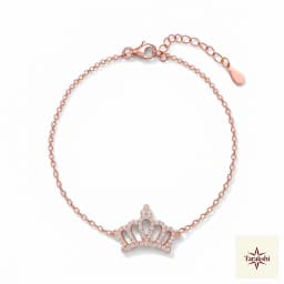 Rose Gold Plated Sterling Silver Crown Charm Bracelet thumbnail 1