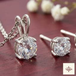 Sparkling Solitaire Silver Pendant & Stud Earrings Set thumbnail 2