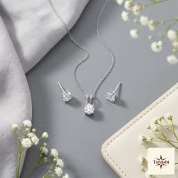 Sparkling Solitaire Silver Pendant & Stud Earrings Set thumbnail 3