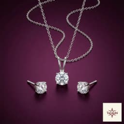 Sparkling Solitaire Silver Pendant & Stud Earrings Set thumbnail 1