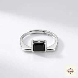 Tarakshi Sleek Black Onyx Sterling Silver Adjustable Ring thumbnail 1