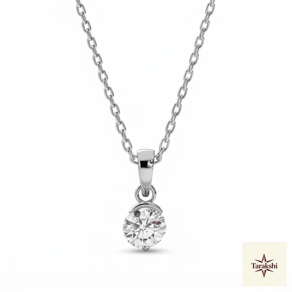 Tarakshi Solitaire Brilliance Silver Pendant Necklace image 1