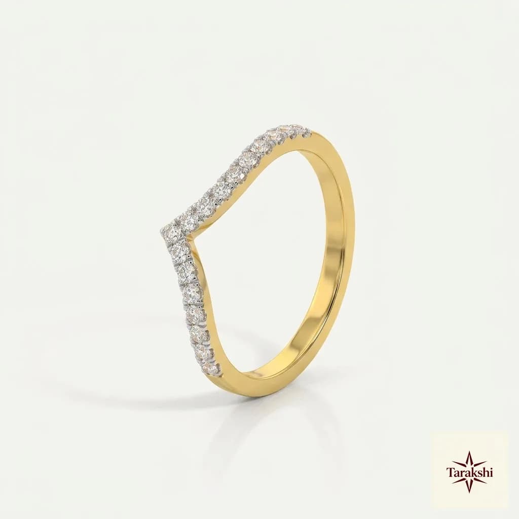 Tarakshi Sparkling Gold Plated V-Ring image 1