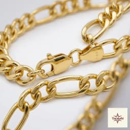 Classic Figaro Gold-Plated Sterling Silver Bracelet thumbnail 2