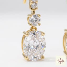 Dazzling Oval Drop Gold-Plated Silver Earrings thumbnail 2