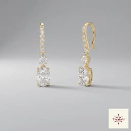 Dazzling Oval Drop Gold-Plated Silver Earrings thumbnail 1