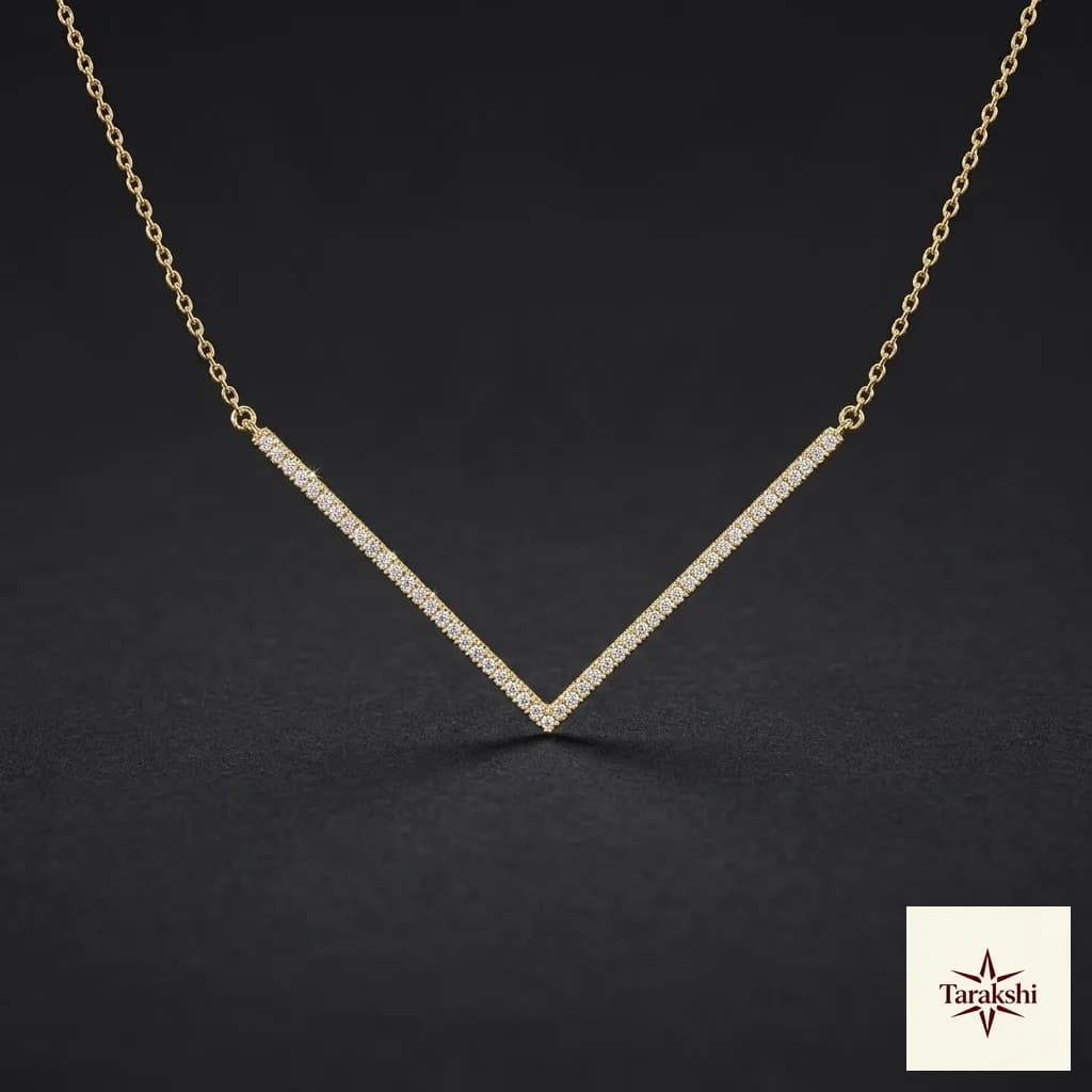 Dazzling V-Line CZ Silver Necklace
