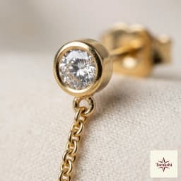 Gold Plated Bezel CZ Chain Stud Earrings thumbnail 2