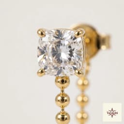 Gold Plated CZ Cushion Cut Chain Drop Earrings thumbnail 2