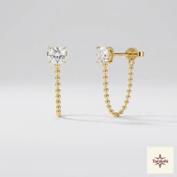 Gold Plated CZ Cushion Cut Chain Drop Earrings thumbnail 1