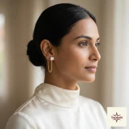 Gold Plated CZ Cushion Cut Chain Drop Earrings thumbnail 4