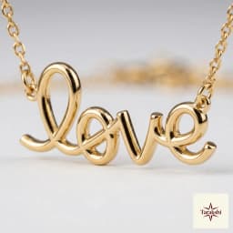 Gold Plated Silver 'Love' Script Necklace thumbnail 2