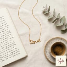 Gold Plated Silver 'Love' Script Necklace thumbnail 3