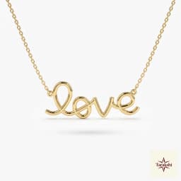 Gold Plated Silver 'Love' Script Necklace thumbnail 1