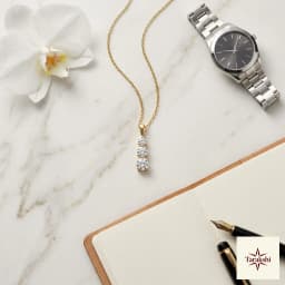 Radiant Three-Stone Gold Plated Silver Pendant thumbnail 3