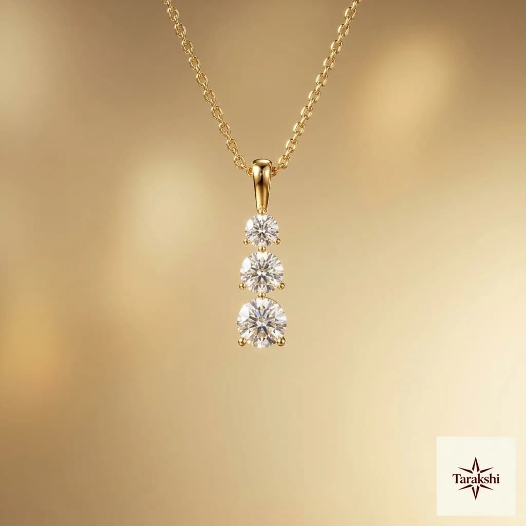 Radiant Three-Stone Gold Plated Silver Pendant image 1