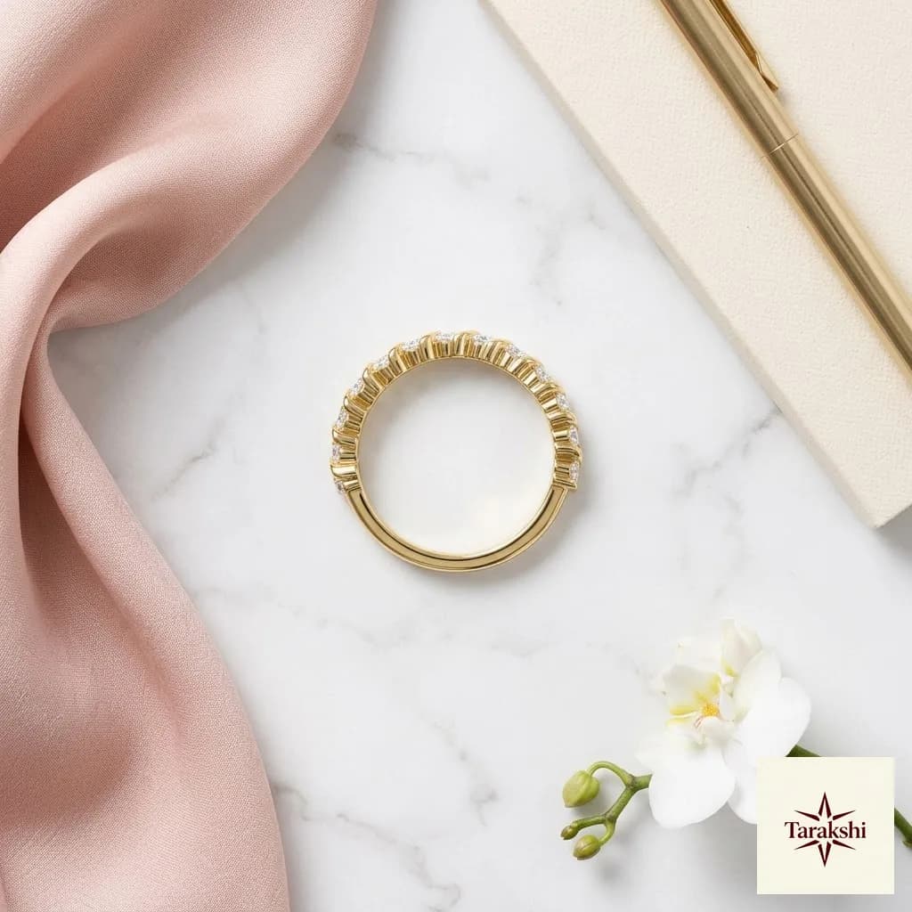 Serpentine Sparkle CZ Gold-Plated Silver Band Ring
