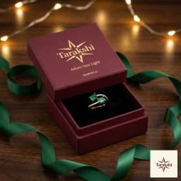 Twin Emerald & CZ Bypass Ring | Gold Plated Silver thumbnail 5
