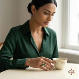 Twin Emerald & CZ Bypass Ring | Gold Plated Silver thumbnail 4