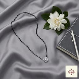Aarvi Zirconia Solitaire Halo Silver Mangalsutra thumbnail 3