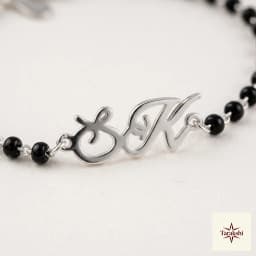 SK Initial Mangalsutra Bead Silver Bracelet thumbnail 2