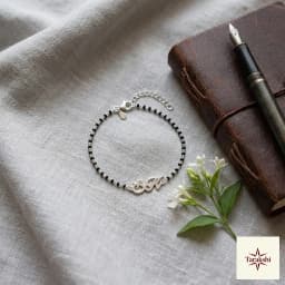 SK Initial Mangalsutra Bead Silver Bracelet thumbnail 3