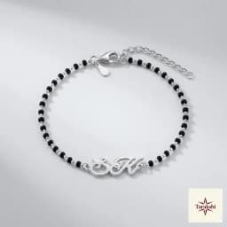 SK Initial Mangalsutra Bead Silver Bracelet thumbnail 1