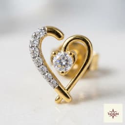 Golden Heart & Sparkle Stud Earrings thumbnail 2