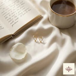 Golden Heart & Sparkle Stud Earrings thumbnail 3