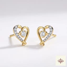 Golden Heart & Sparkle Stud Earrings thumbnail 1