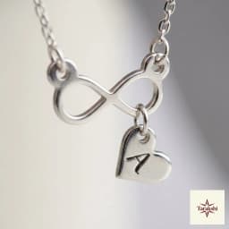 Personalized Infinity Heart Initial Silver Necklace thumbnail 2