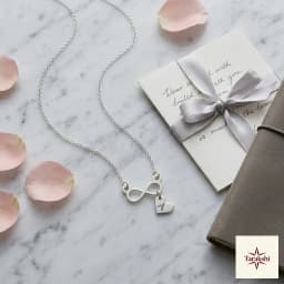 Personalized Infinity Heart Initial Silver Necklace thumbnail 3