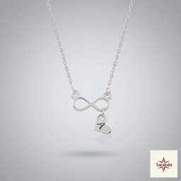 Personalized Infinity Heart Initial Silver Necklace thumbnail 1