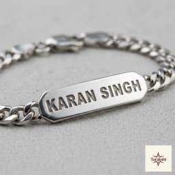 Personalized Silver Nameplate Curb Chain Bracelet thumbnail 2